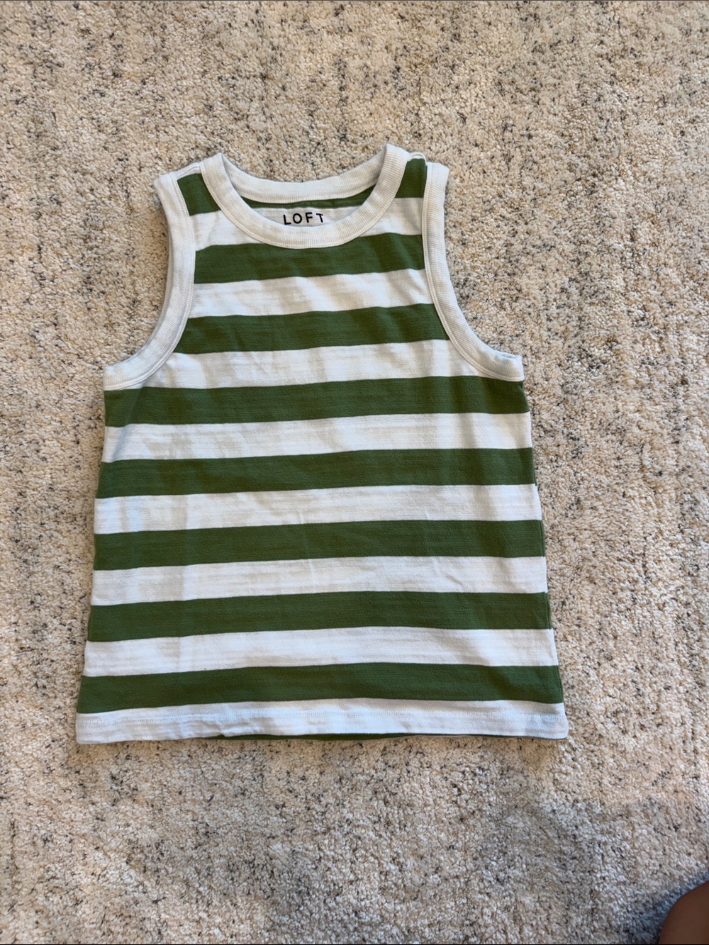 LOFT Green & White Striped Kids Tank Top
